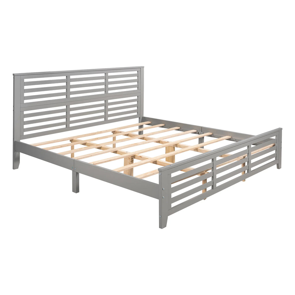 King Size Wood Platform Bed Frame with Headboard L73603