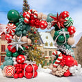Christmas Balloon Garland Arch Kit with 160Pcs Red Green Silver Peach Nude Balloons U84140