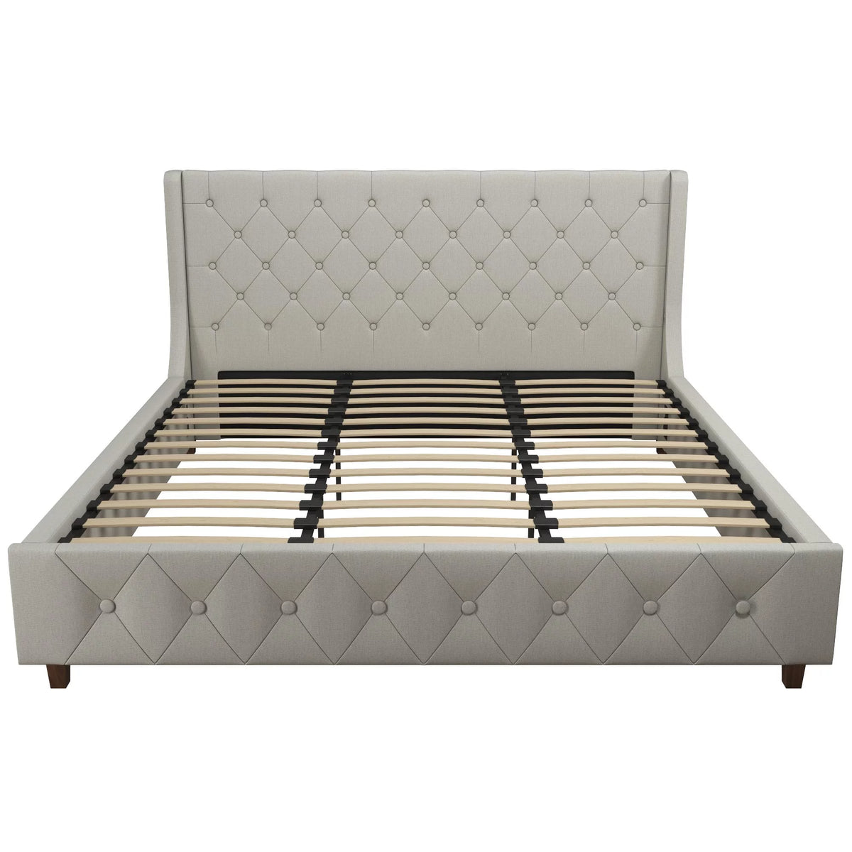 King Light Gray Linen Upholstered Bed V743508