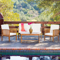 Brown Acacia 4-Piece Outdoor Sofa Set D66466