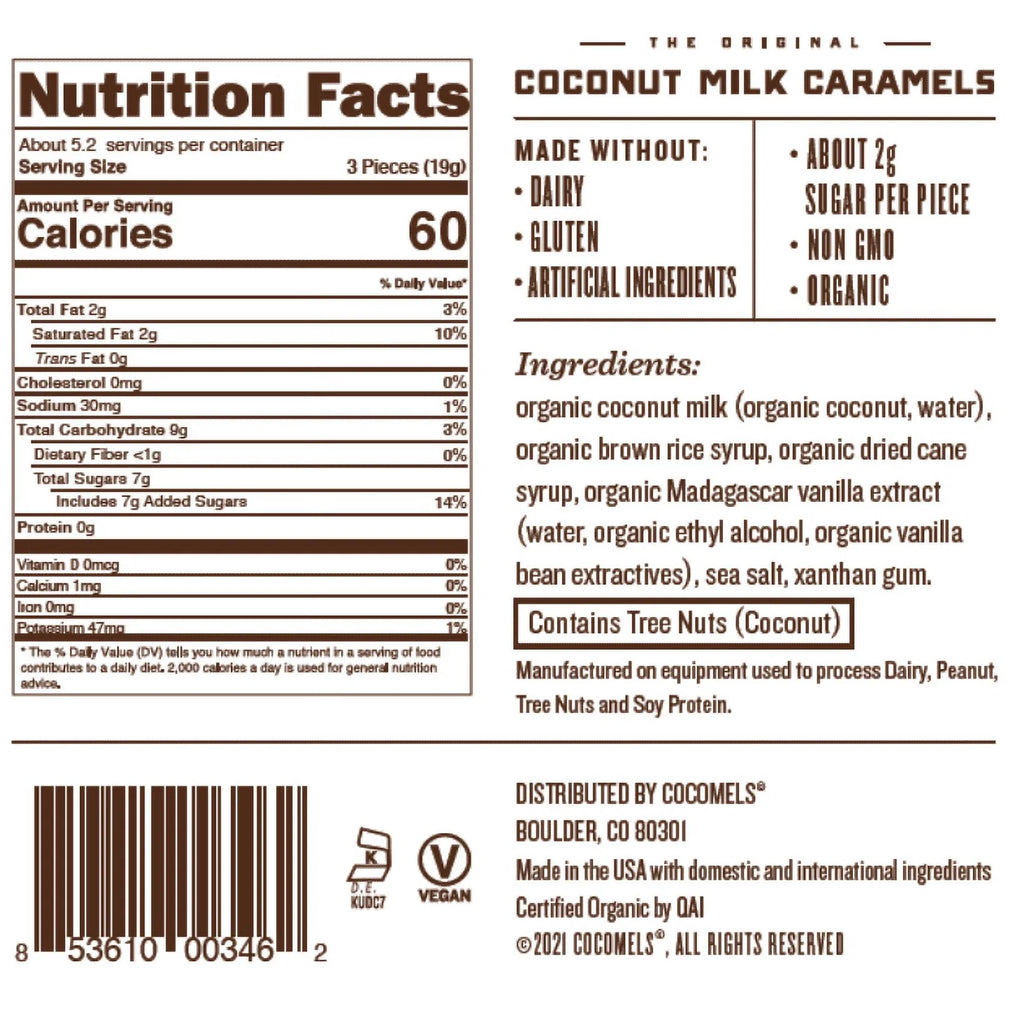 Organic Coconut Milk Caramels Vanilla 3.5 oz Pack of 4 I98684