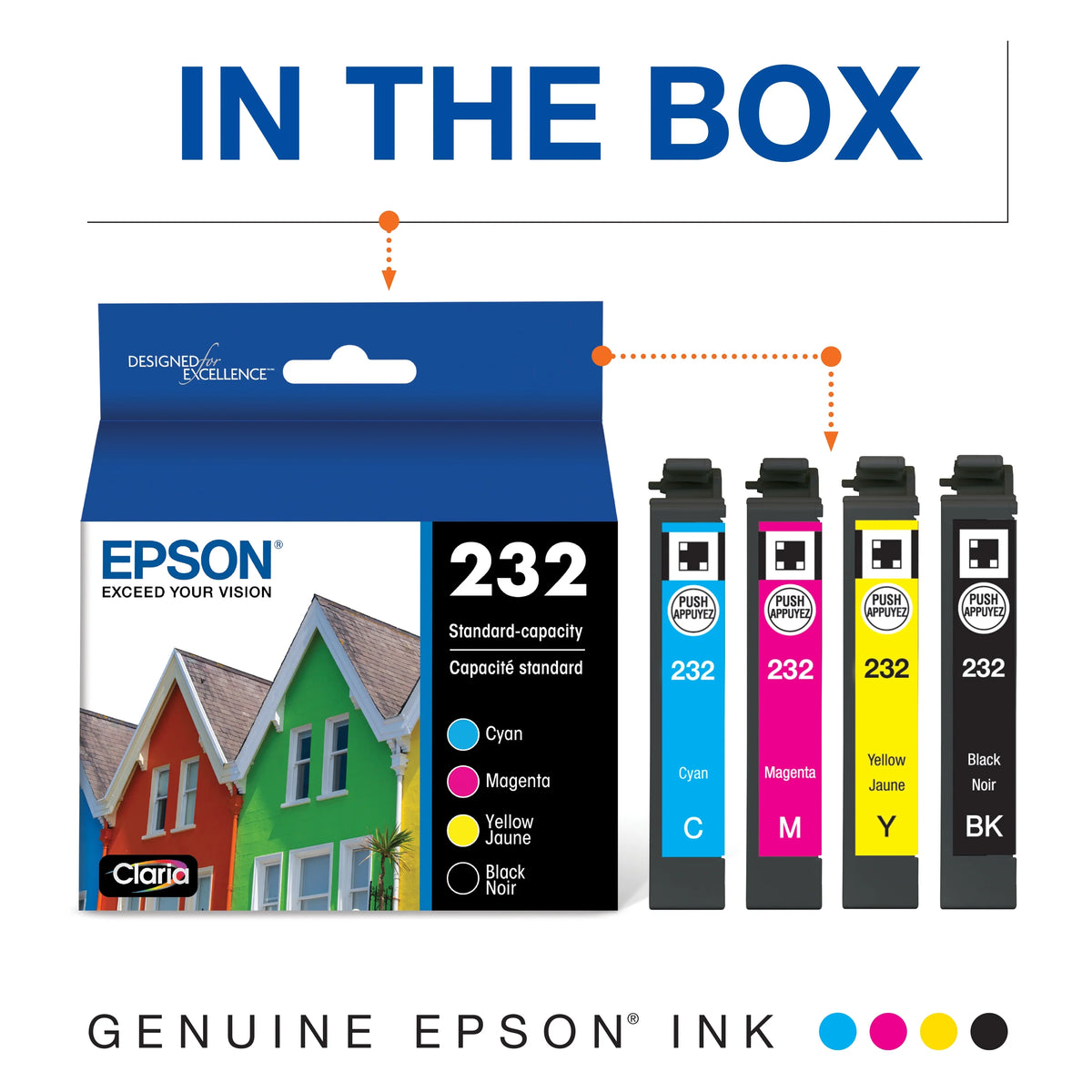 EPSON 232 Claria Ink Standard Capacity Black & Color Cartridge Combo Pack Y534392