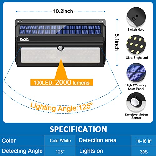 Solar Lights Outdoor Waterproof 100 LED Wireless Motion Sensor Lights 4PACK Y12844