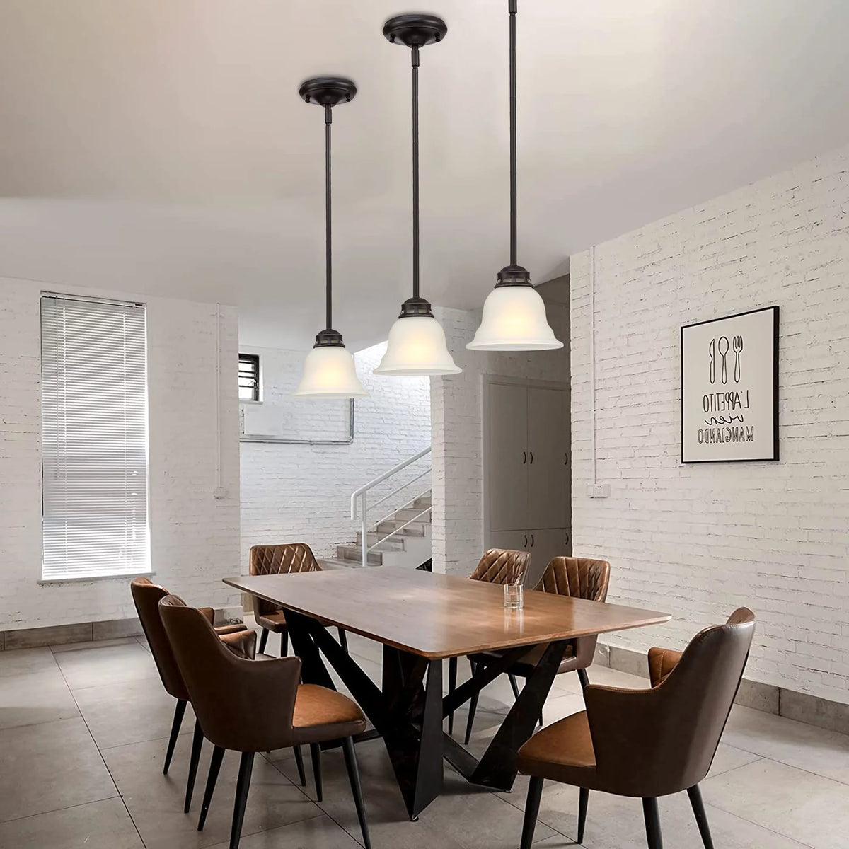 Dark Bronze Mini Pendant Light Fixture with Glass Shade O24306