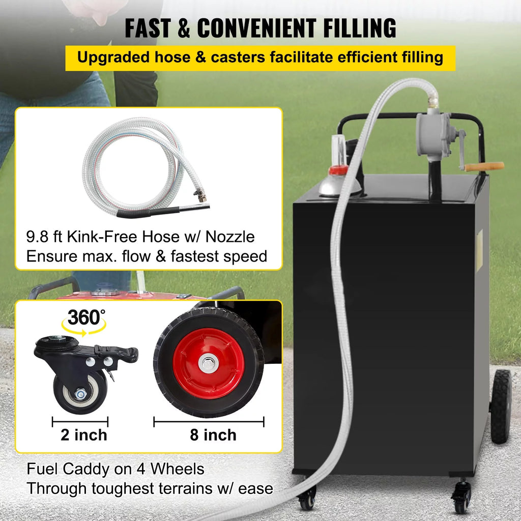 30 Gallon Fuel Caddy with Transfer Pump and 2 Wheels A8539