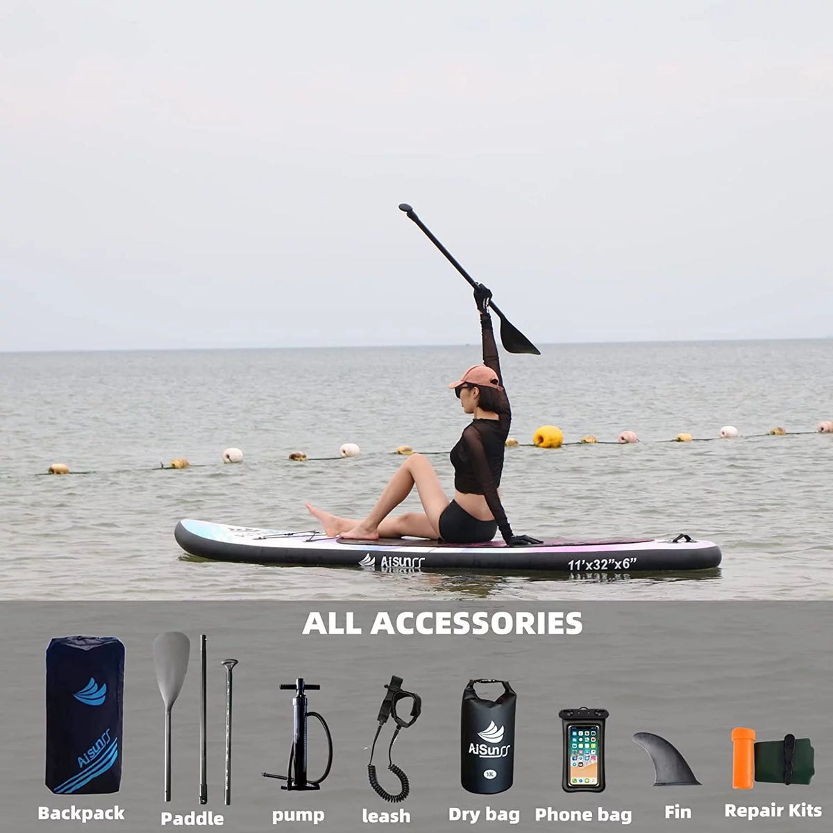 Inflatable Stand up Paddle Board 11ft Purple K889093