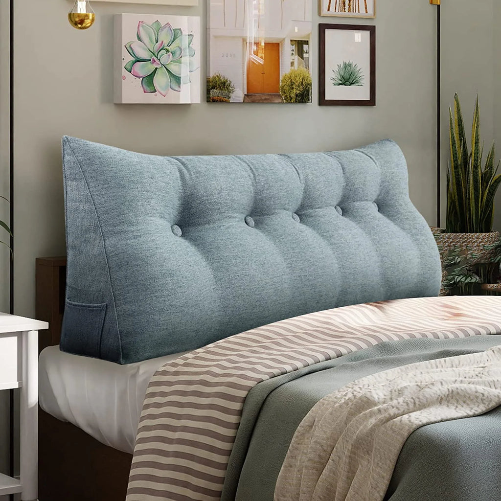 Grey 76 Inches Triangular Wedge Pillow with Removable Cover D183985