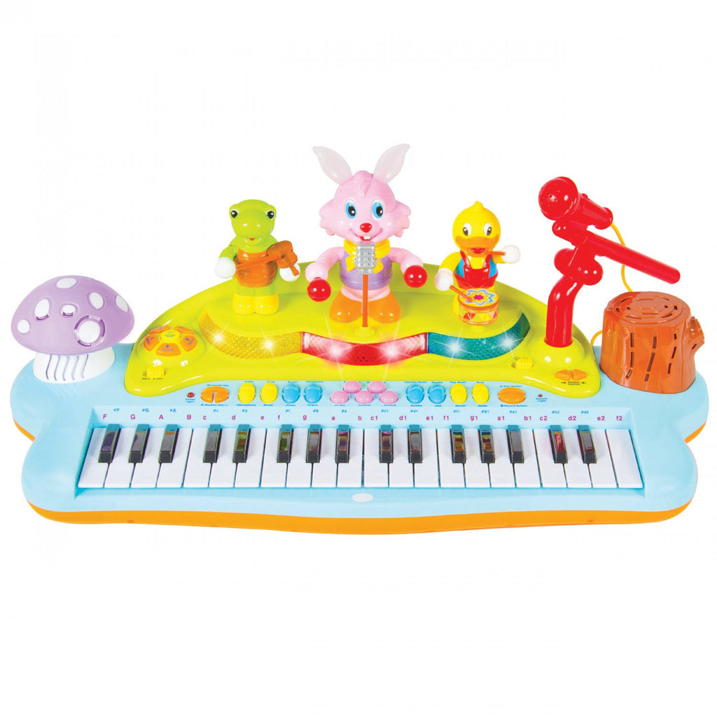 Kids Musical Electronic Keyboard Piano with Microphone, Stool, Teaching Light Up Keys D77627