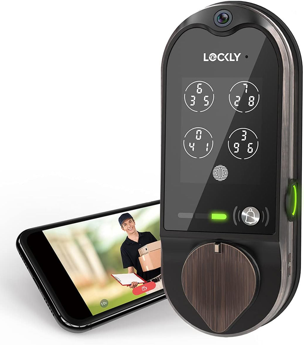 Venetian Bronze Smart Lock Deadbolt with Video Doorbell, Fingerprint, Wi-Fi, Camera, Keypad R736