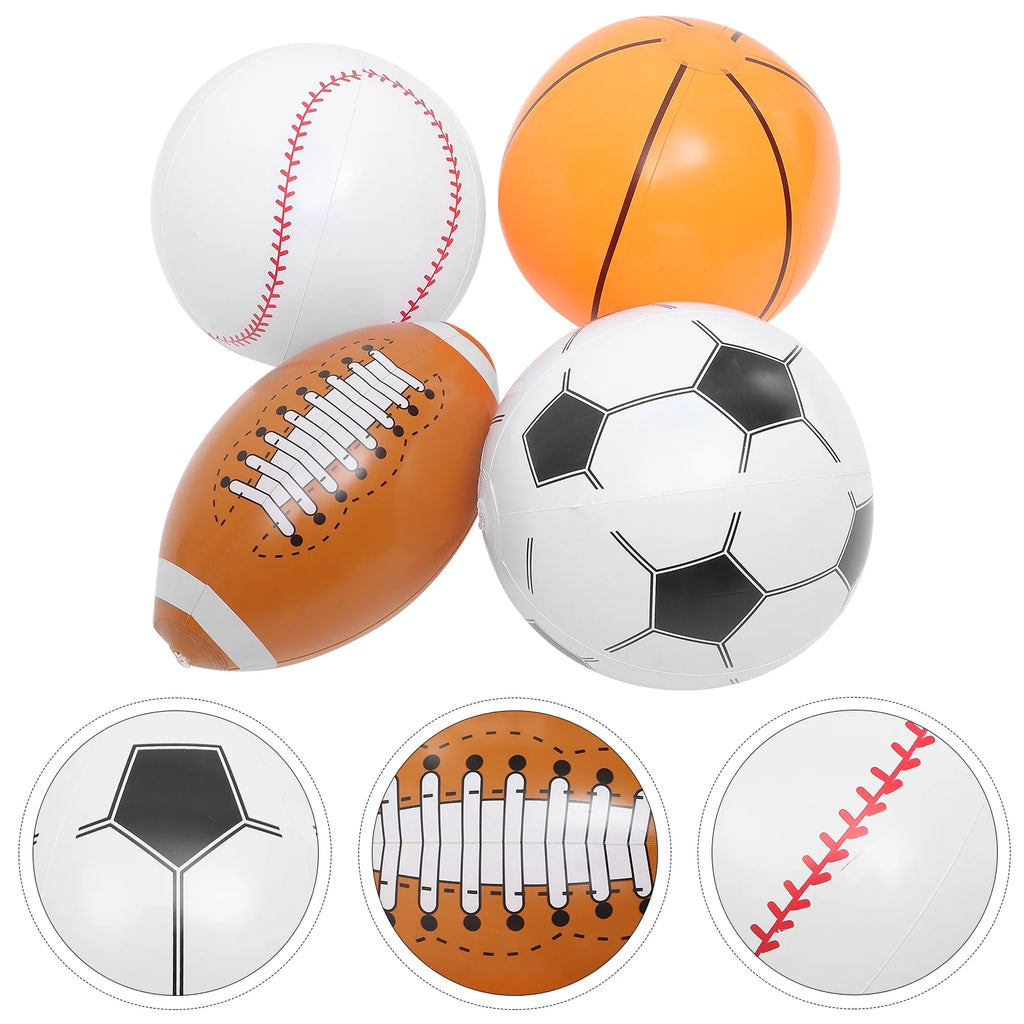 Inflatable Ball 4pcs Beach Ball Soccer Basketball Baseball G2623