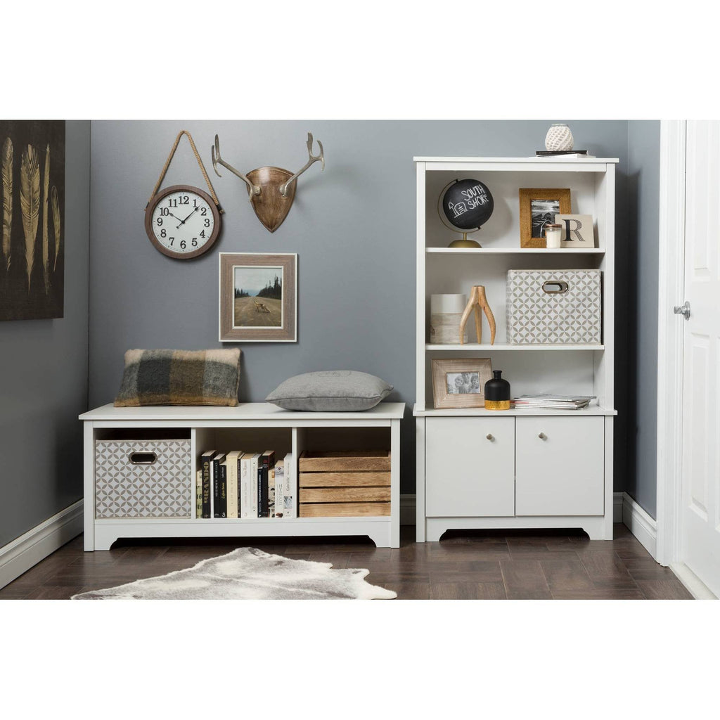 Pure White 3-Shelf Bookcase with Doors A50517