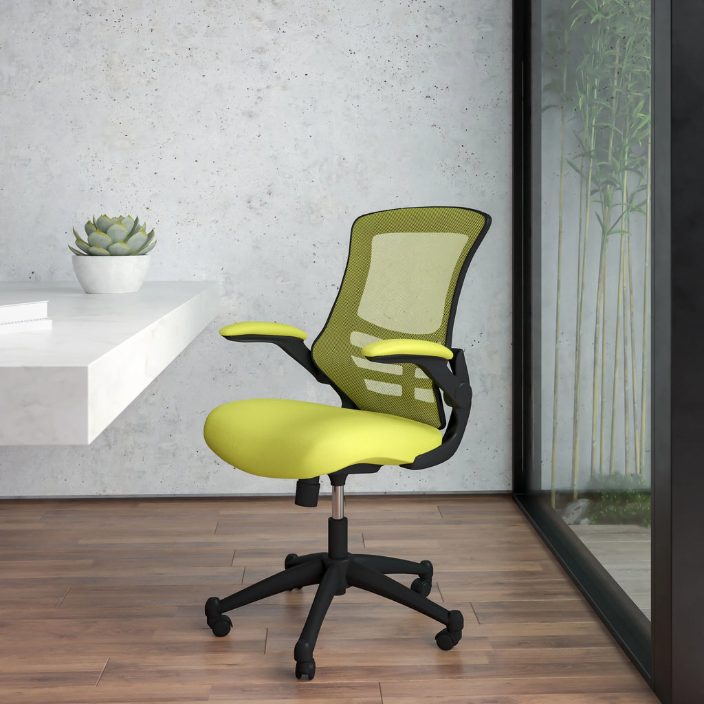 Blue Mesh Ergonomic Task Office Chair with Flip-Up Arms O66014