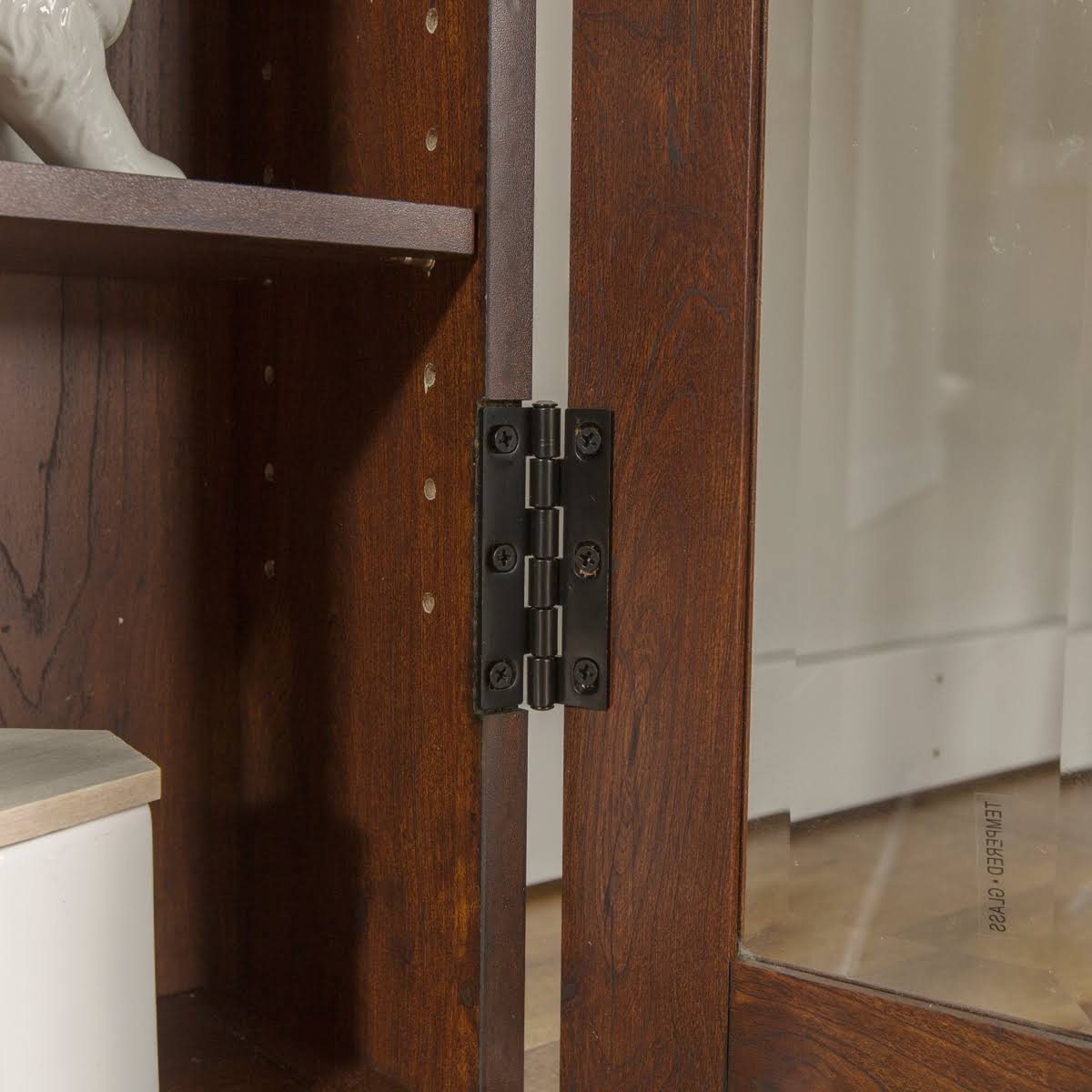Black Wood Media Storage Tower Cabinet H399642