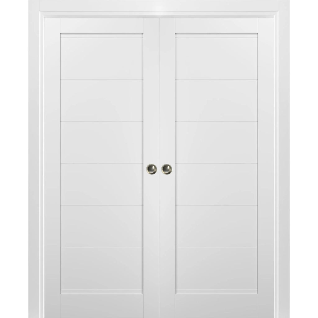 French Double Pocket Doors 48 x 96 with Frames Solid Wood Interior Sliding Closet Door F867569