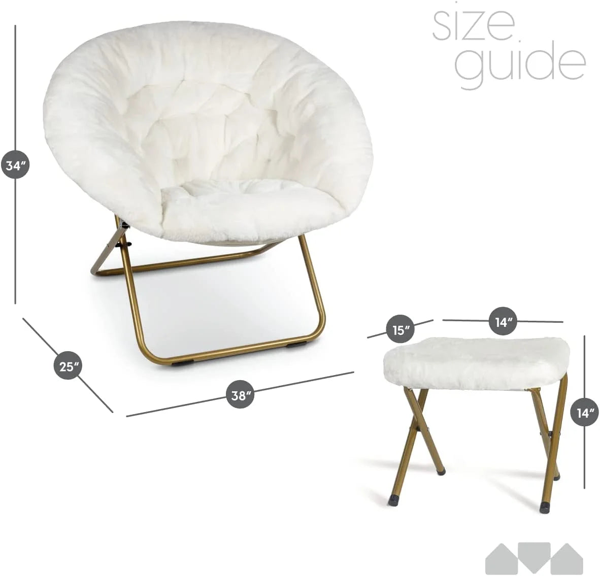White Faux Fur Saucer Chair with Footrest M63332