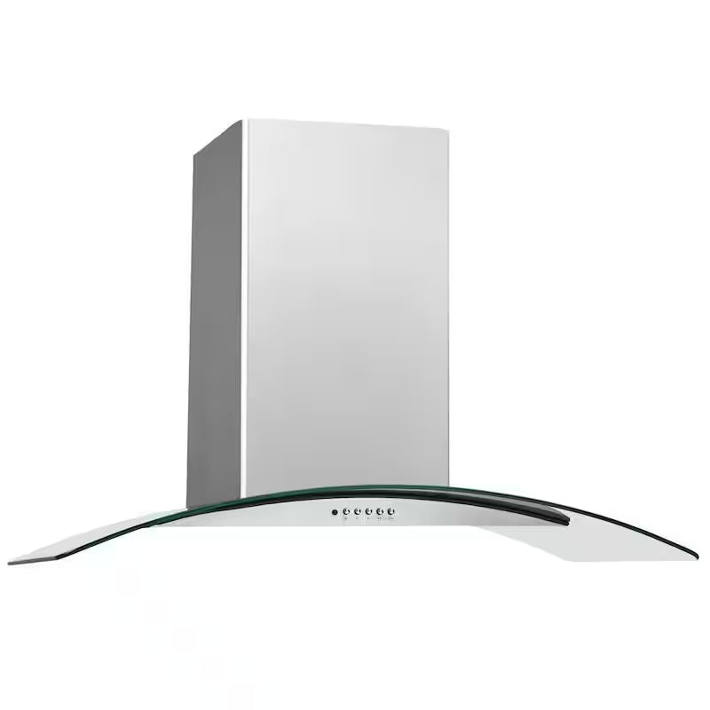 36 in. Convertible Wall Mount Chimney Range Hood in Stainless Steel with Glass Canopy I7112