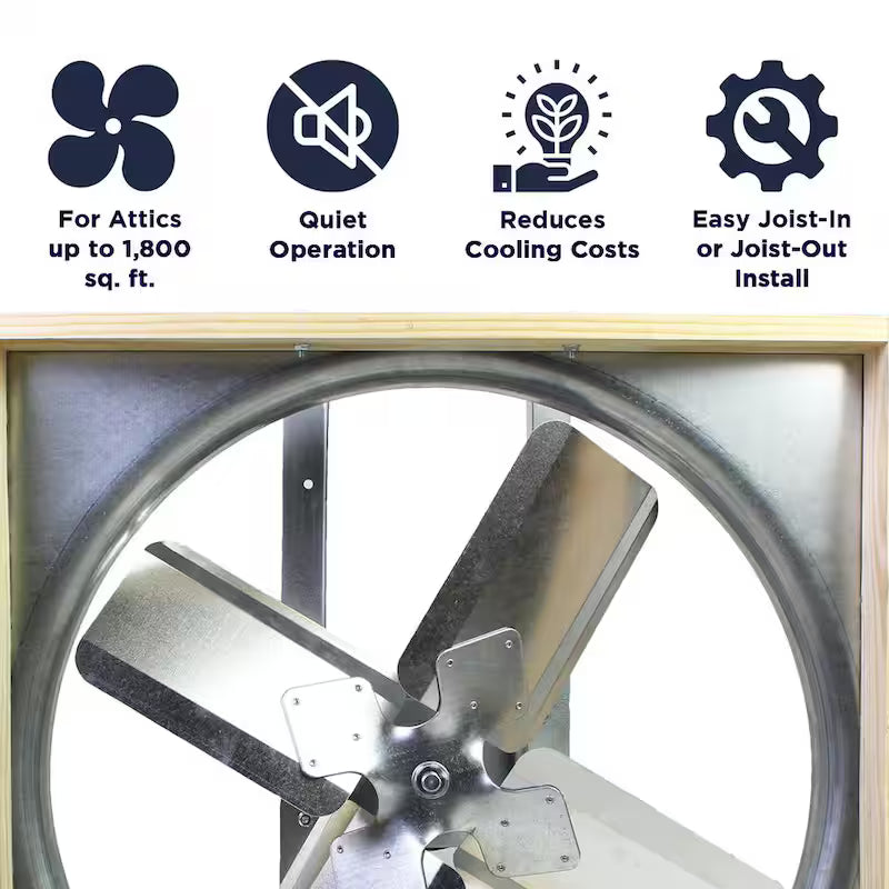 White Galvanized Steel Whole House Fan M6374