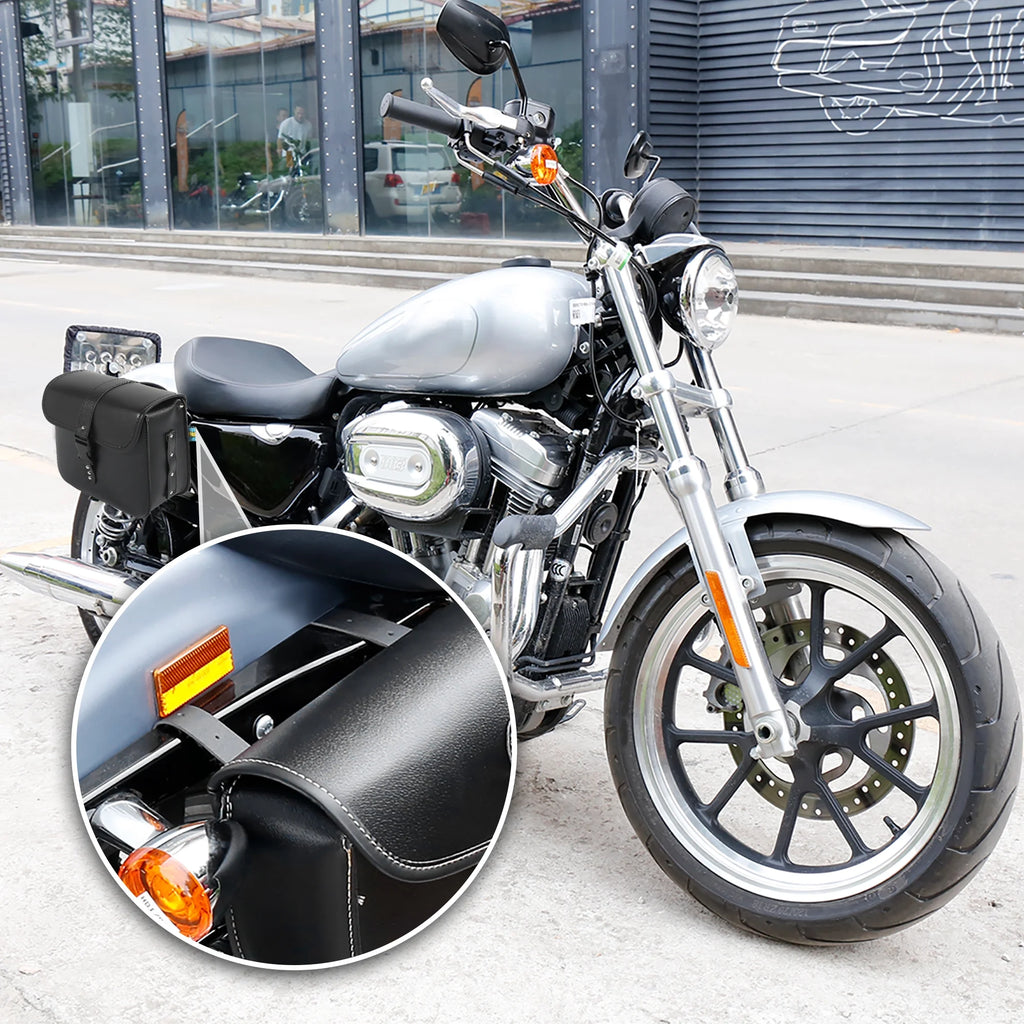 Pair Motorbike Saddlebag Side Tool Bags Waterproof Faux Leather Black K488