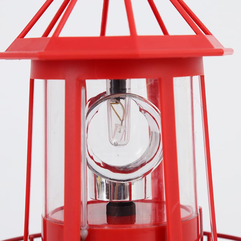 Red Rotating Solar Lighthouse Light, IP65 Waterproof E201