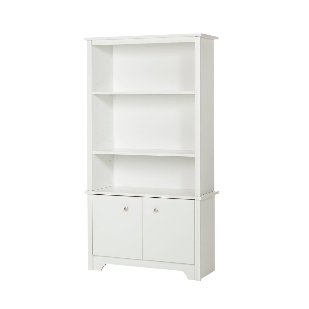 Pure White 3-Shelf Bookcase with Doors A50517