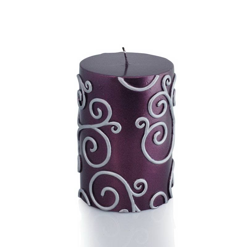 Purple Scroll Pillar Candle 12Pcs F8311