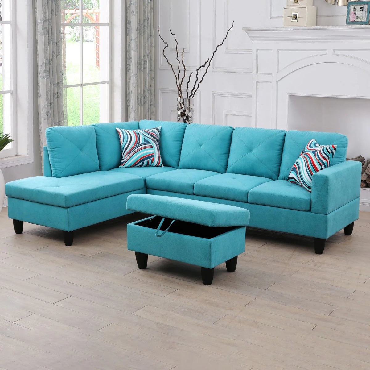 97" 3-Piece Sectional Sofa Set with Ottoman L754395
