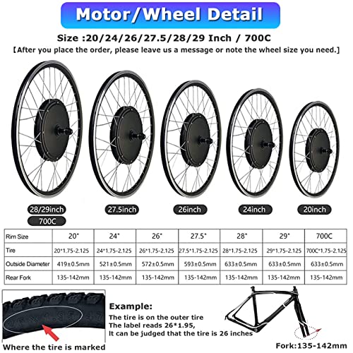 48V 350W Rear Hub Motor Ebike Conversion Kit with LCD Display W139035