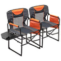 Compact Camping Director Chair with Side Table and Carry Bag, 2 Pack Orange L483902