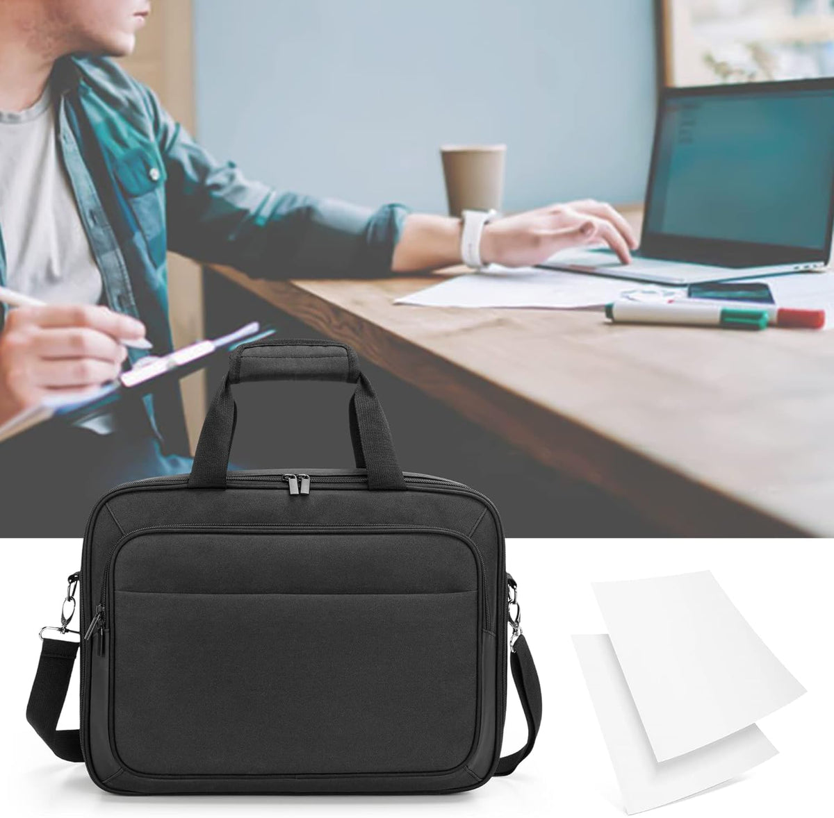 Portable Printer Carrying Case with Laptop Layer X7017