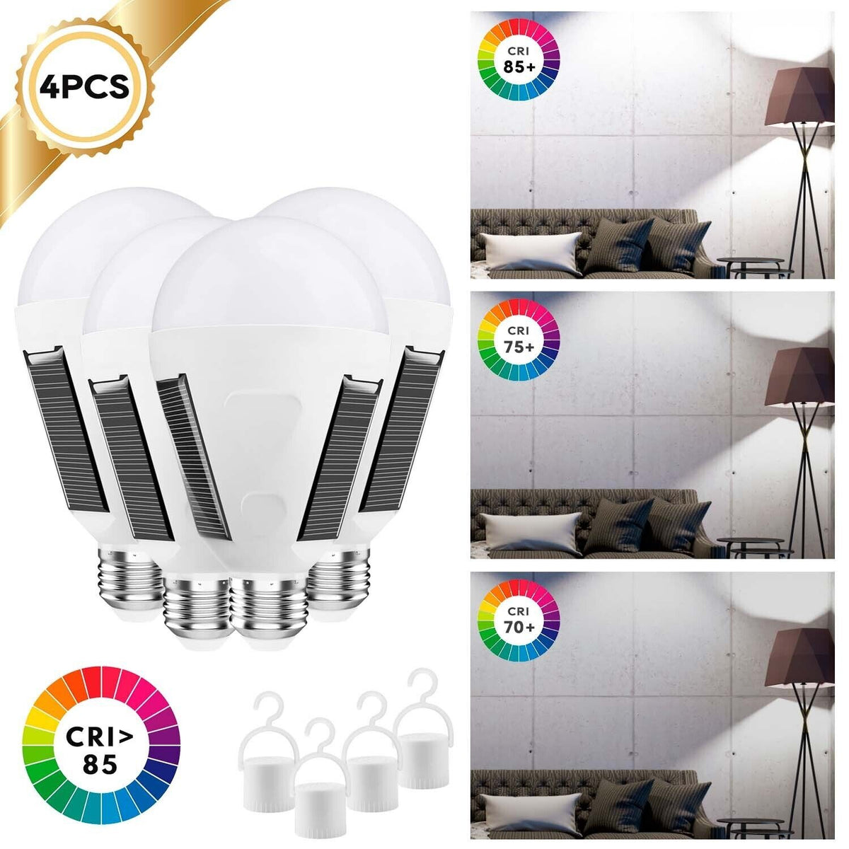 12W LED Solar Panel Bulb Light Outdoor Camping Lamp E22265