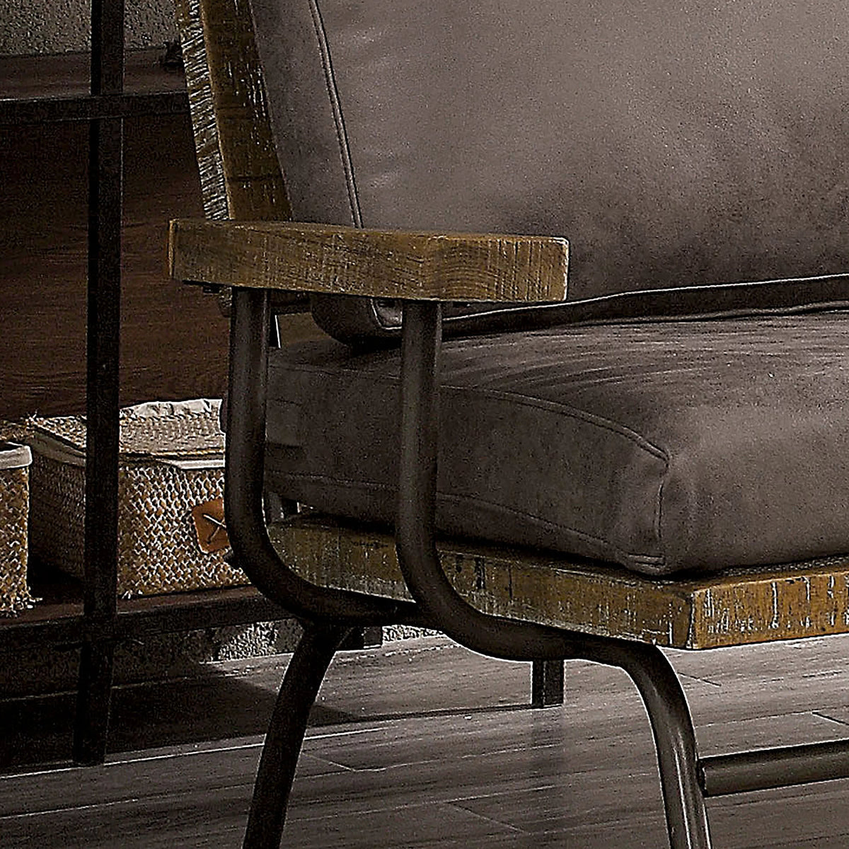 Rustic Cushioned 2-Seater Brown Faux Leather Loveseat V862594
