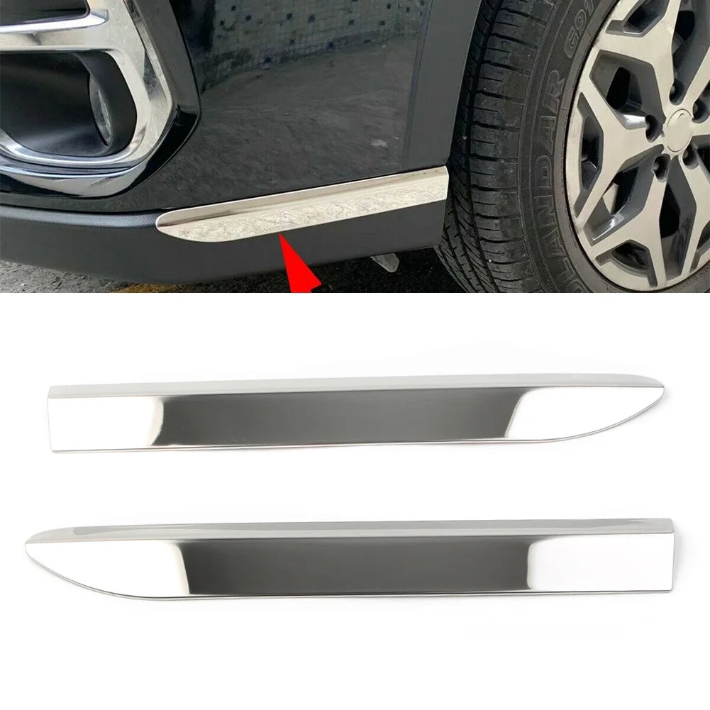 2Pcs Chrome Car Front Bumper Corner Protector Molding Cover Trim C27368