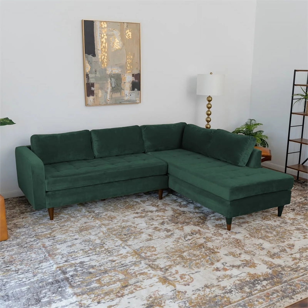 Green Velvet Corner Sectional Sofa R2740