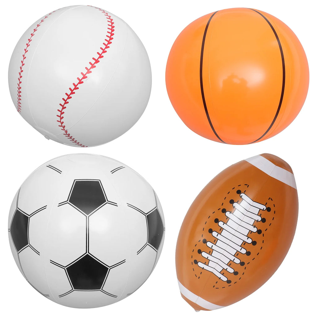 Inflatable Ball 4pcs Beach Ball Soccer Basketball Baseball G2623