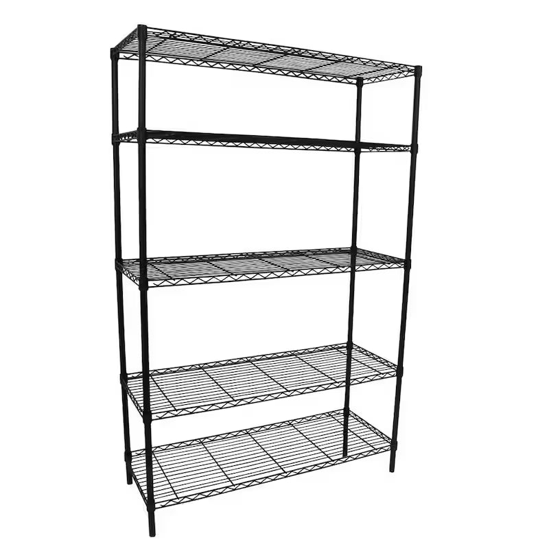 5-Tier Steel Wire Shelving Unit in Black X2744