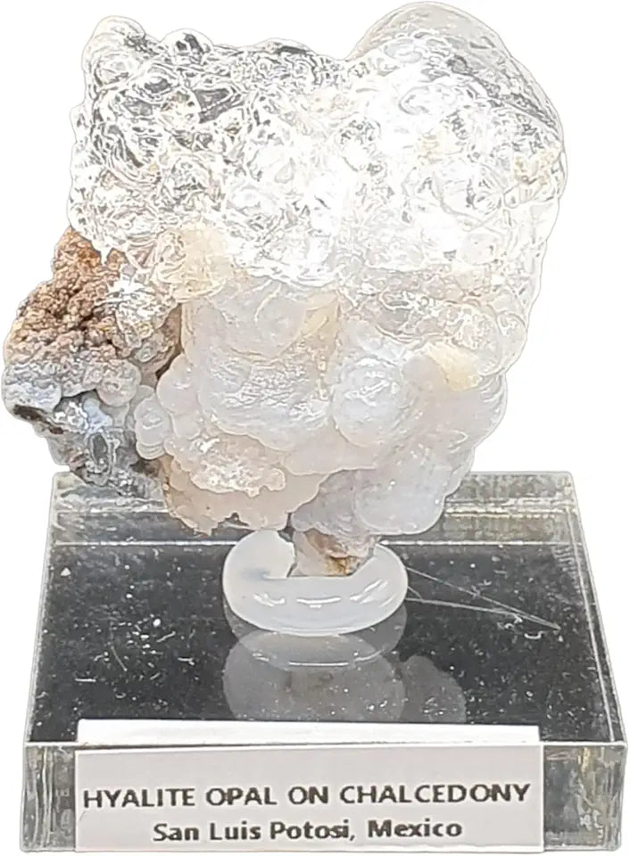 Hyalite Opal on Chalcedony Mineral Q7840