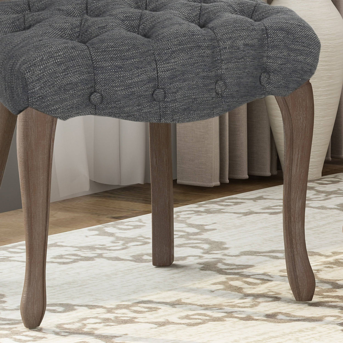 Tufted Dining Chair with Cabriole Legs Set of 2 Light Gray C686236