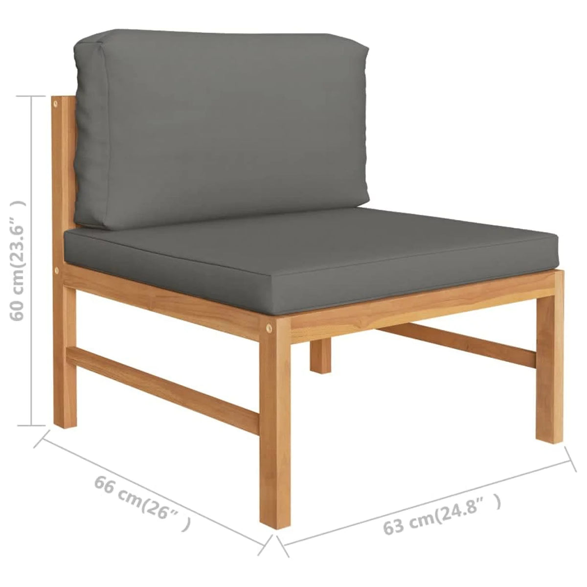 Dark Gray Cushions Solid Teak Wood Sofa P904530
