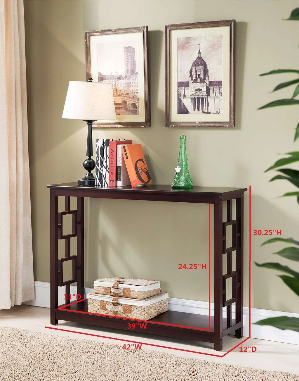 Wood Console Table with Lower Shelf F908332