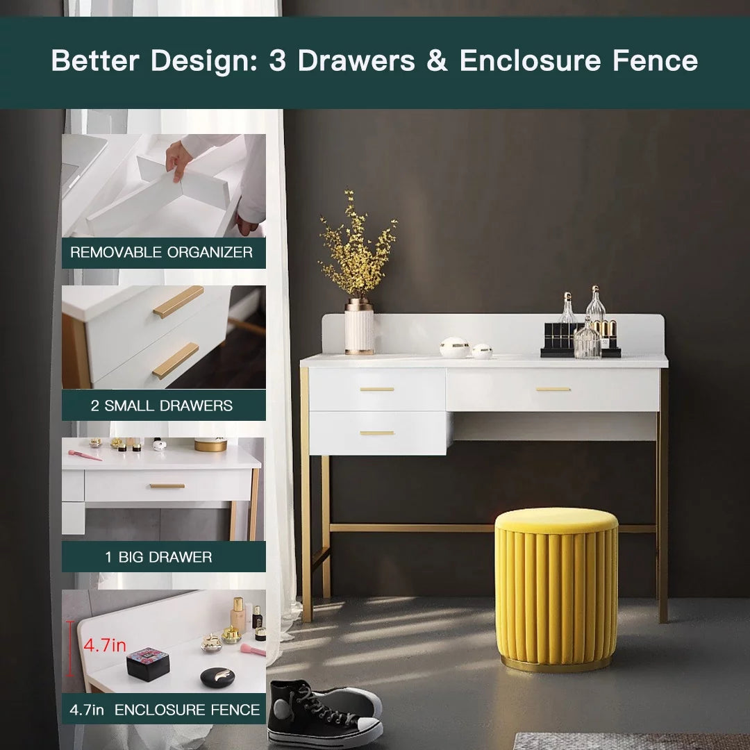 White Vanity Makeup Desk with Drawers A8109
