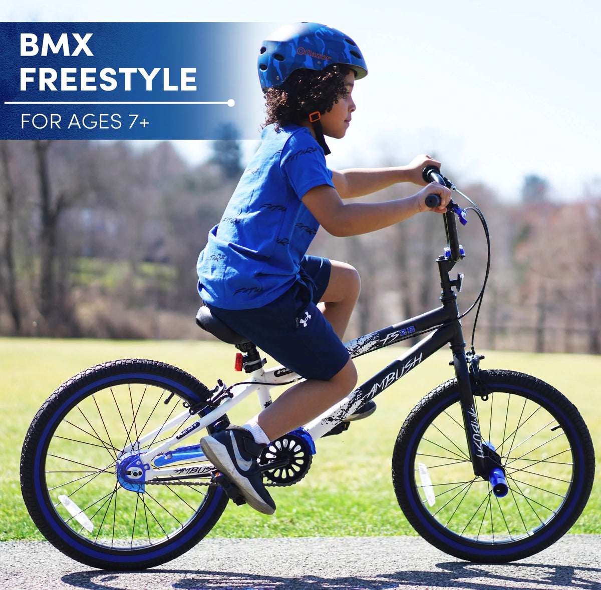 20 Boy's BMX Child Bike Black/Blue Q2113