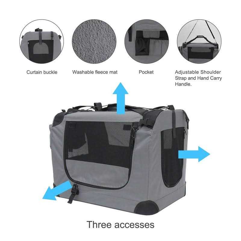 Large Soft-Sided Portable Pet Crate with Litter Box and Bowl F342