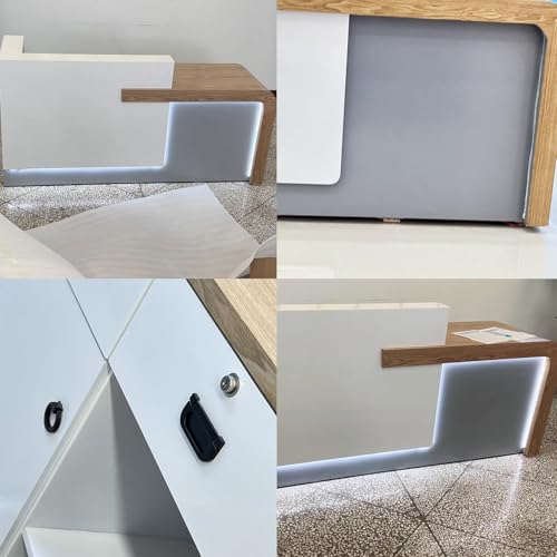 Reception Desk with Counter, Lockable Drawer & Door Cabinet, 120cm Y58327