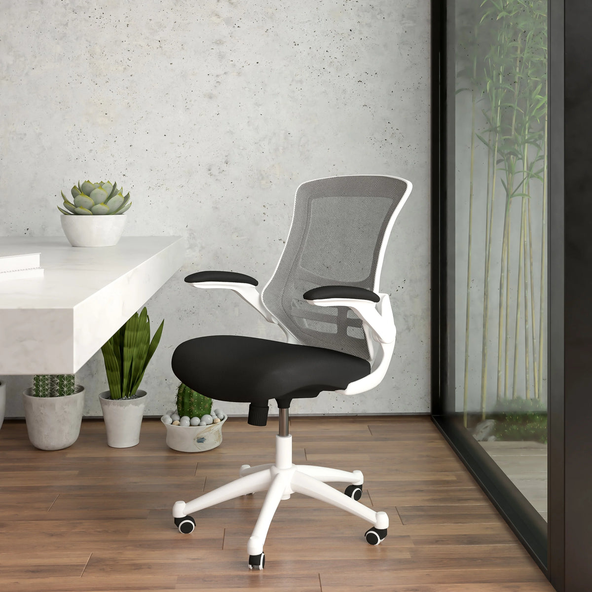 Blue Mesh Ergonomic Task Office Chair with Flip-Up Arms O66014