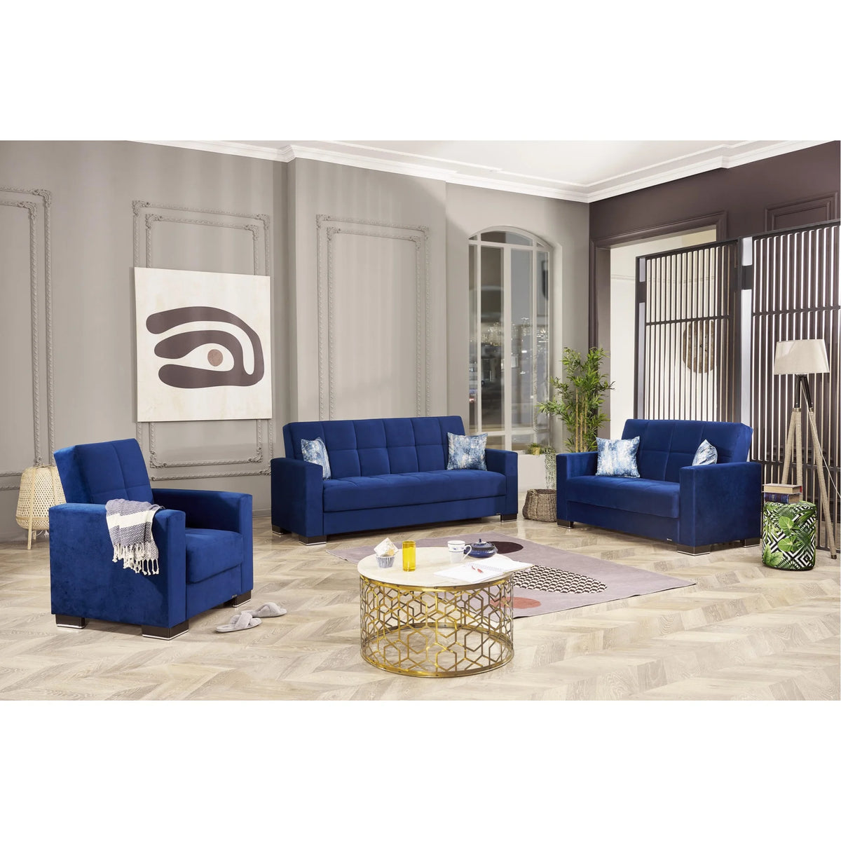 Microfiber Blue Loveseat P78393