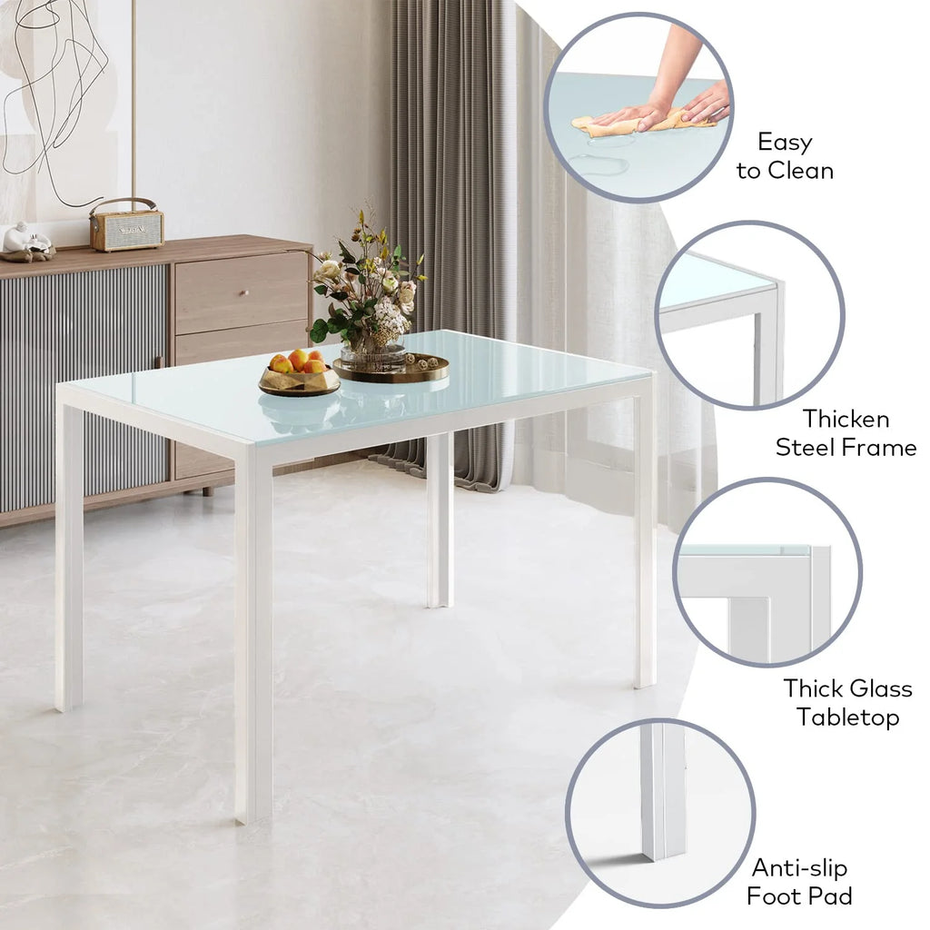 White Tempered Glass Computer Desk S87676