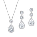 Teardrop Cubic Zirconia Necklace Earrings Set X125903