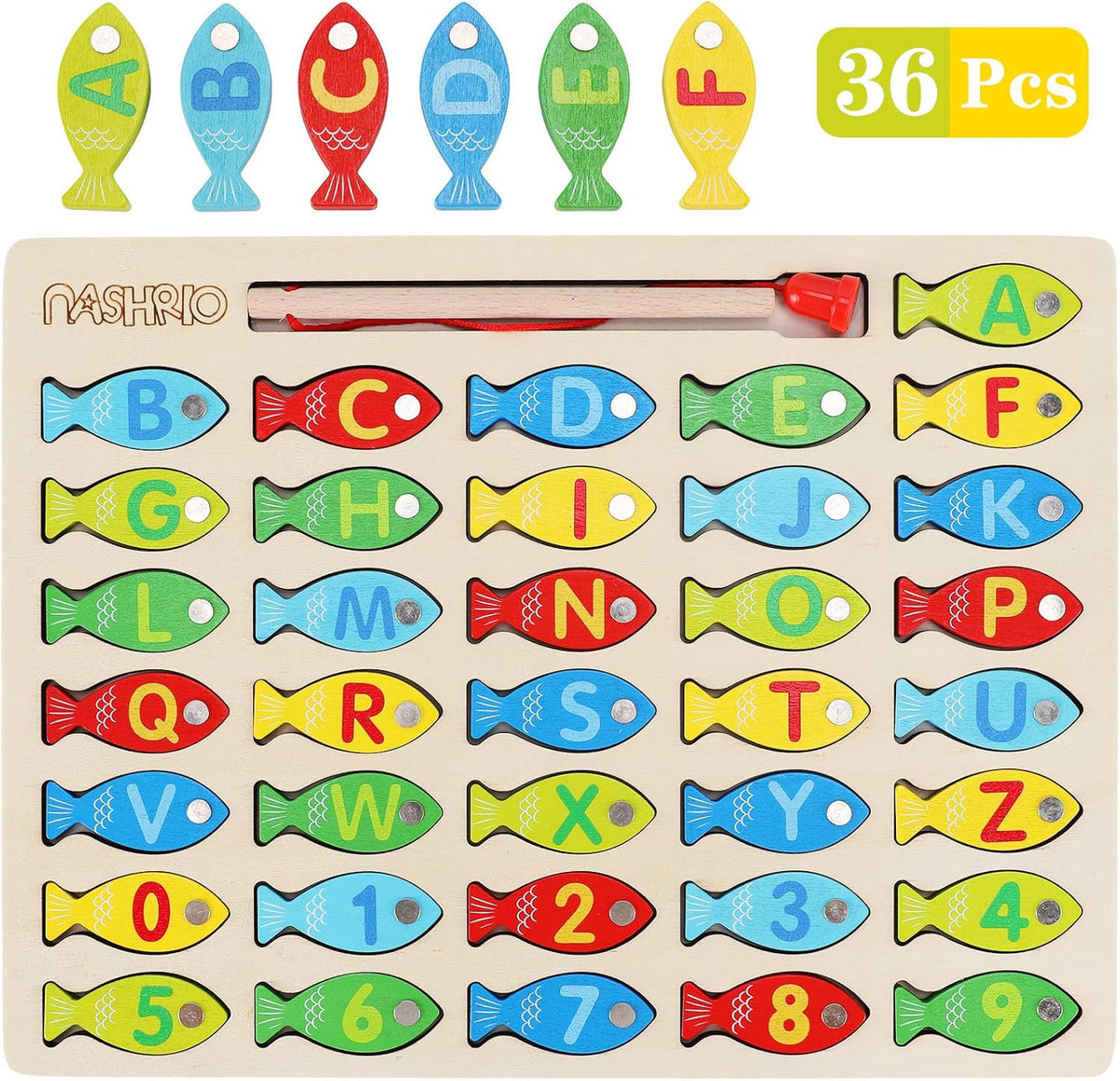 Magnetic Wooden Fishing Game Toy with Numbers and Letters P15488