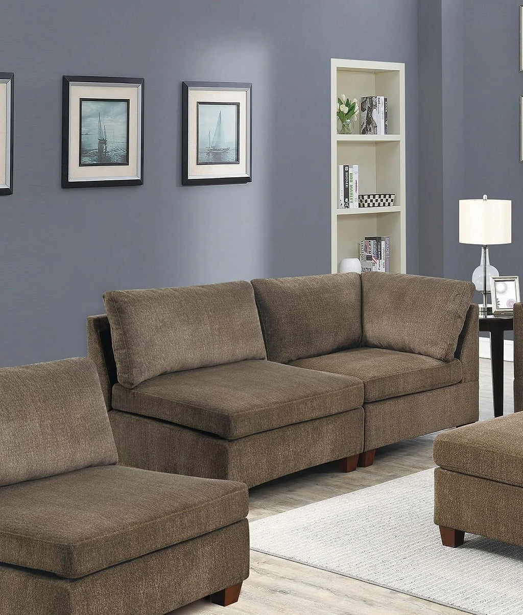 Tan Chenille Modular Sectional Sofa Set 7Pc Z555