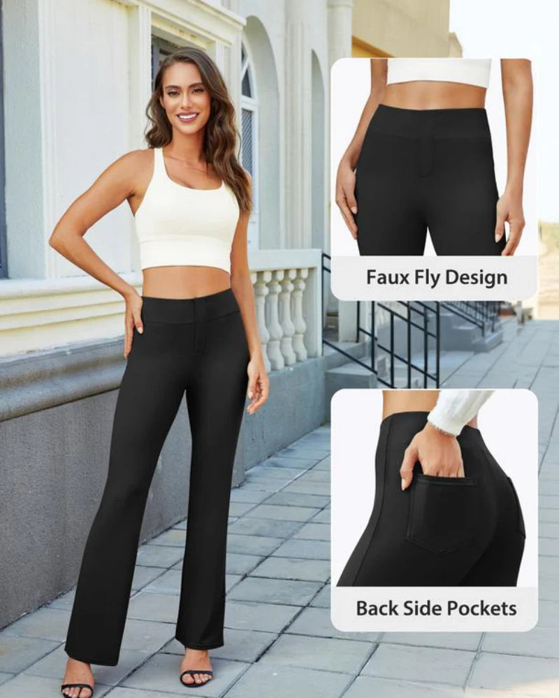 High Waist Bootcut Stretch Trousers E5555